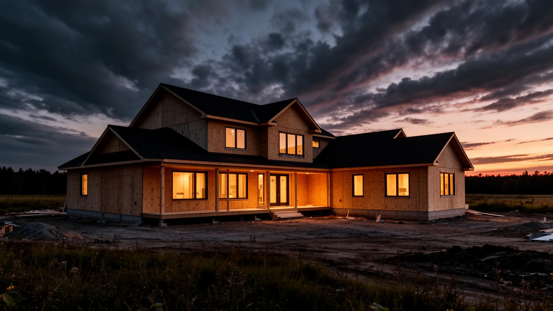 Custom home at dusk