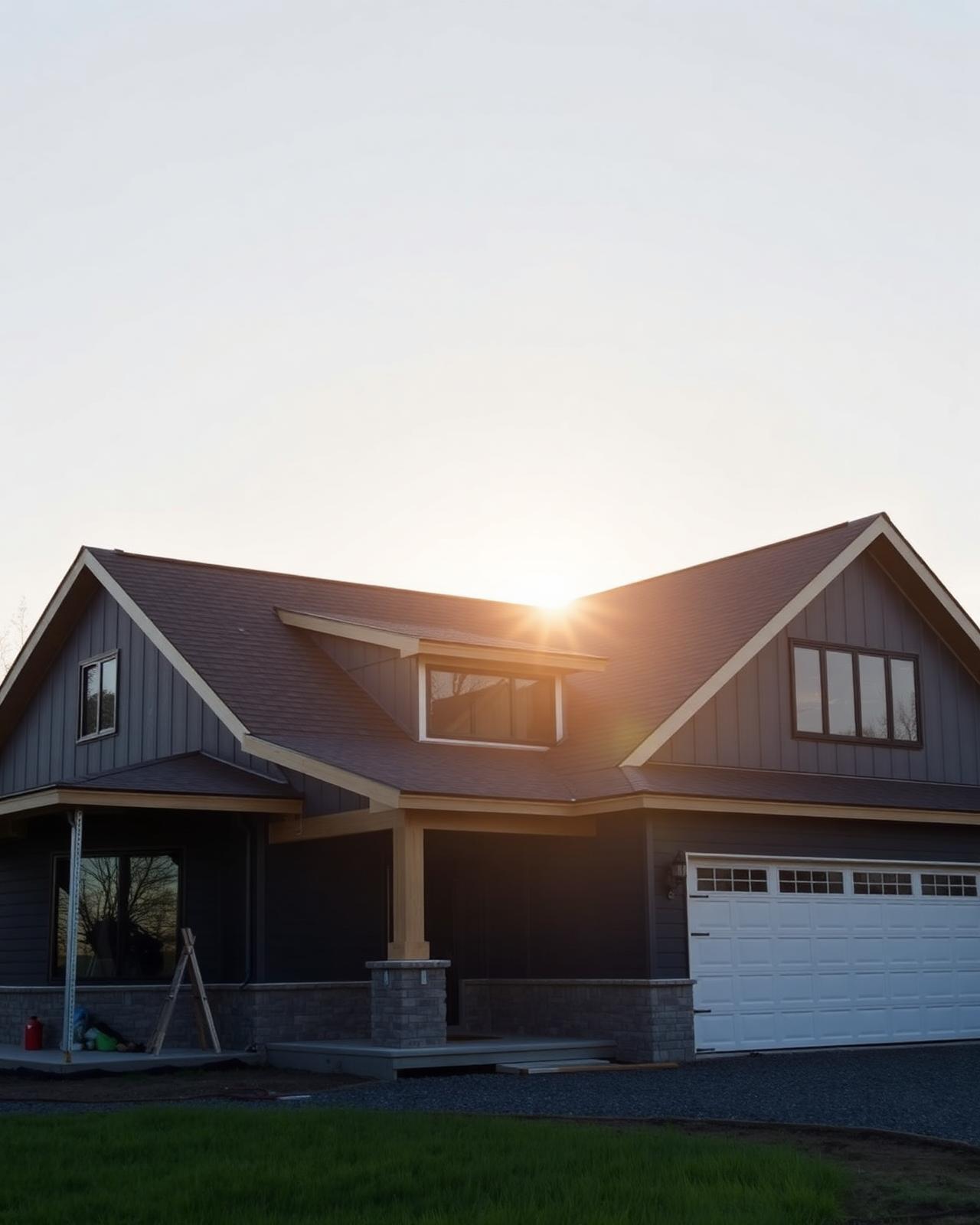 Modern farmhouse with completed siding