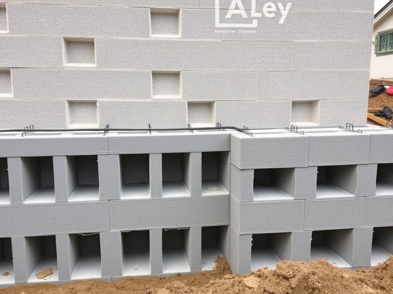 ICF insulated concrete form foundation under construction